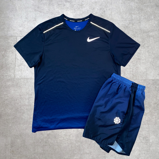 Rare Navy Gradient T-Shirt & Shorts Set