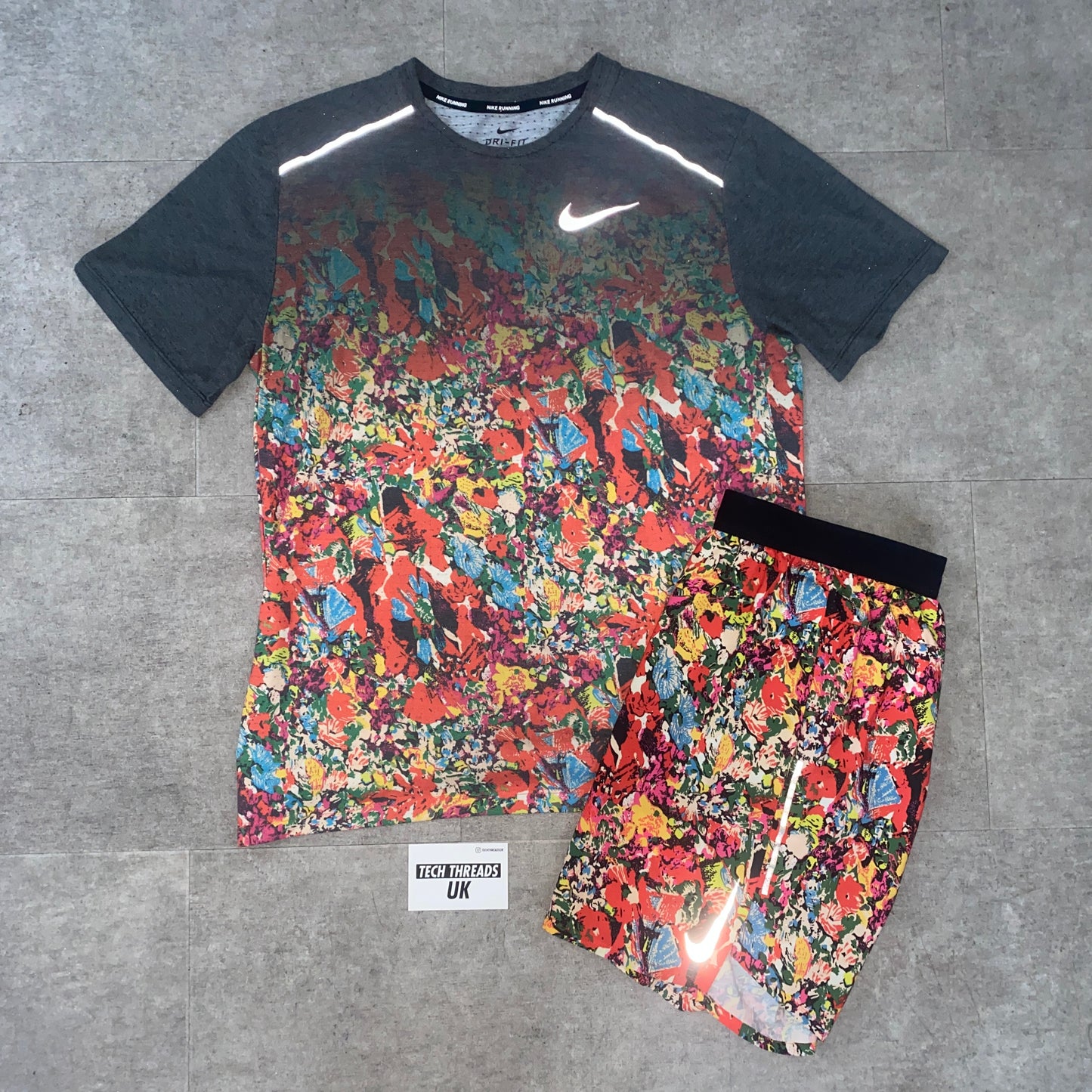 Rare Orange Floral Running T-Shirt & Shorts